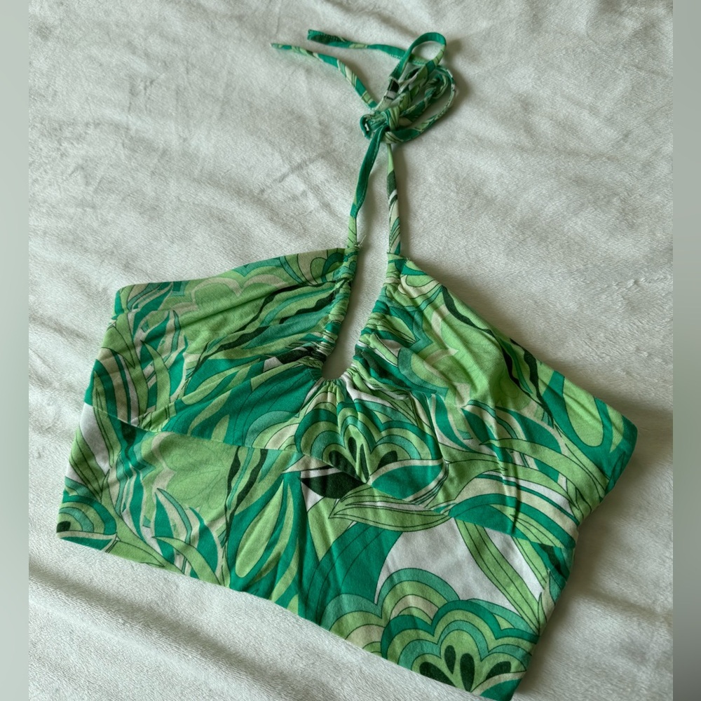 green crop top with strap